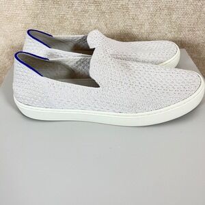 Rothy's the Sneaker Slip On in Salt Honeycomb Light Grey White‎ Knit  Size 8.5